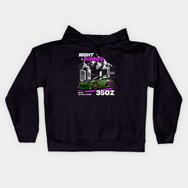 Nissan 350z Night Runner NFSU2 Kids Hoodie by kucingtertawa